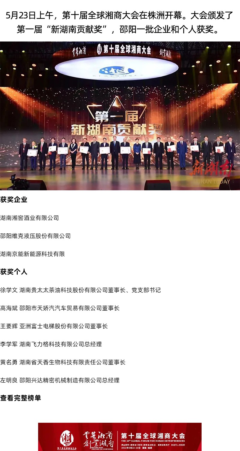 全省表彰！邵陽這些企業(yè)和個人獲獎